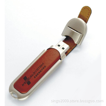 2014 Hot Sell Best Quality Leather USB Flash Drive